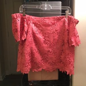 Off the shoulder coral top